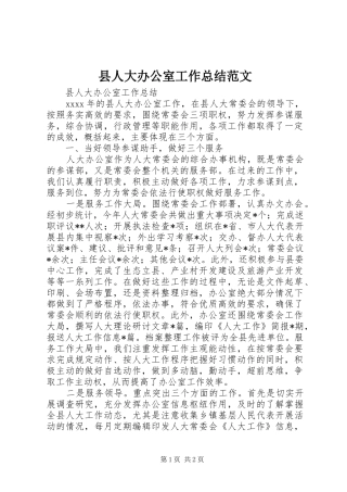 县人大办公室工作总结范文
