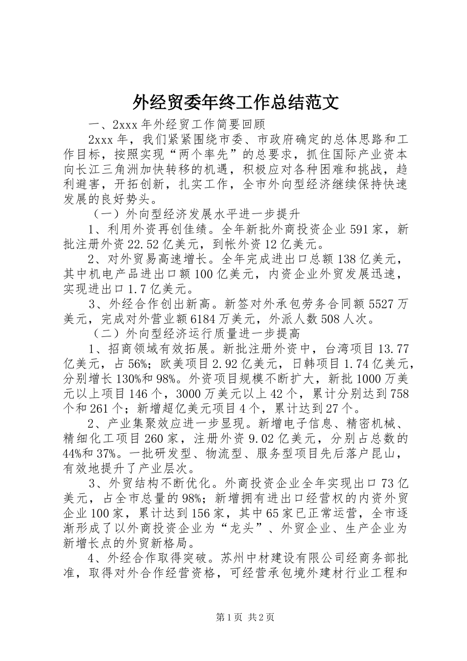 外经贸委年终工作总结范文_第1页