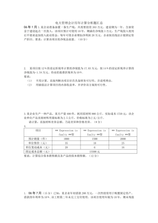 管理会计历年试题汇总1
