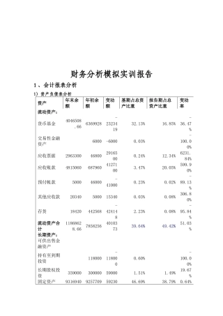 财务分析模拟实训
