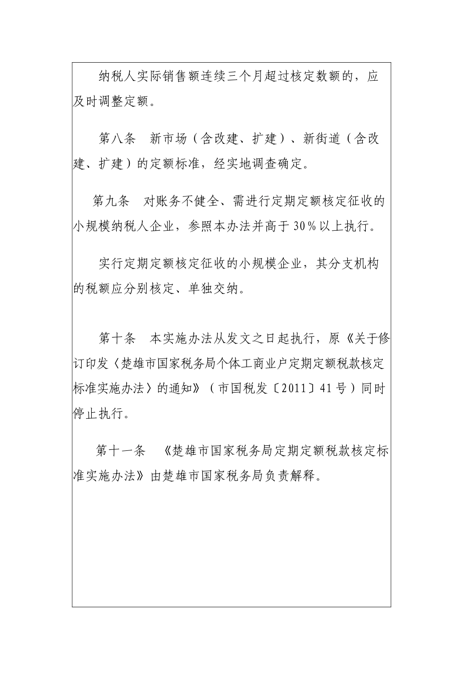 楚雄市国家税务局个体工商业户定期定额税款核定标准实_第3页