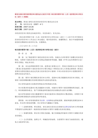 哈尔滨市领导干部(人员)经济责任审计评价办法(试行)
