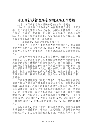 市工商行政管理局东西湖分局工作总结
