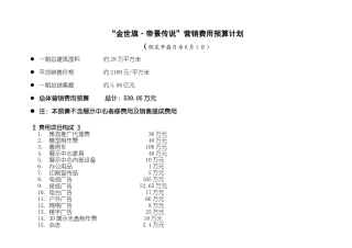 帝景时代整体预算计划-正式版