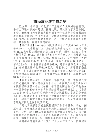 市民营经济工作总结