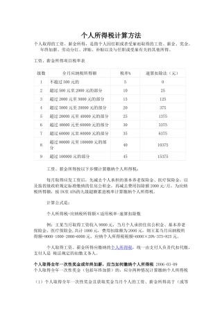 个人所得税计算方法