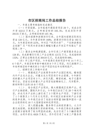 市区招商局工作总结报告