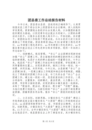 团县委工作总结报告材料