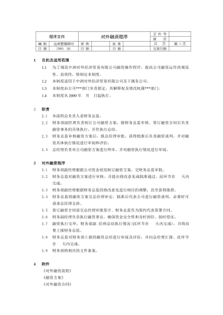 对外融资程序