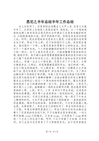 悉尼之半年总结半年工作总结