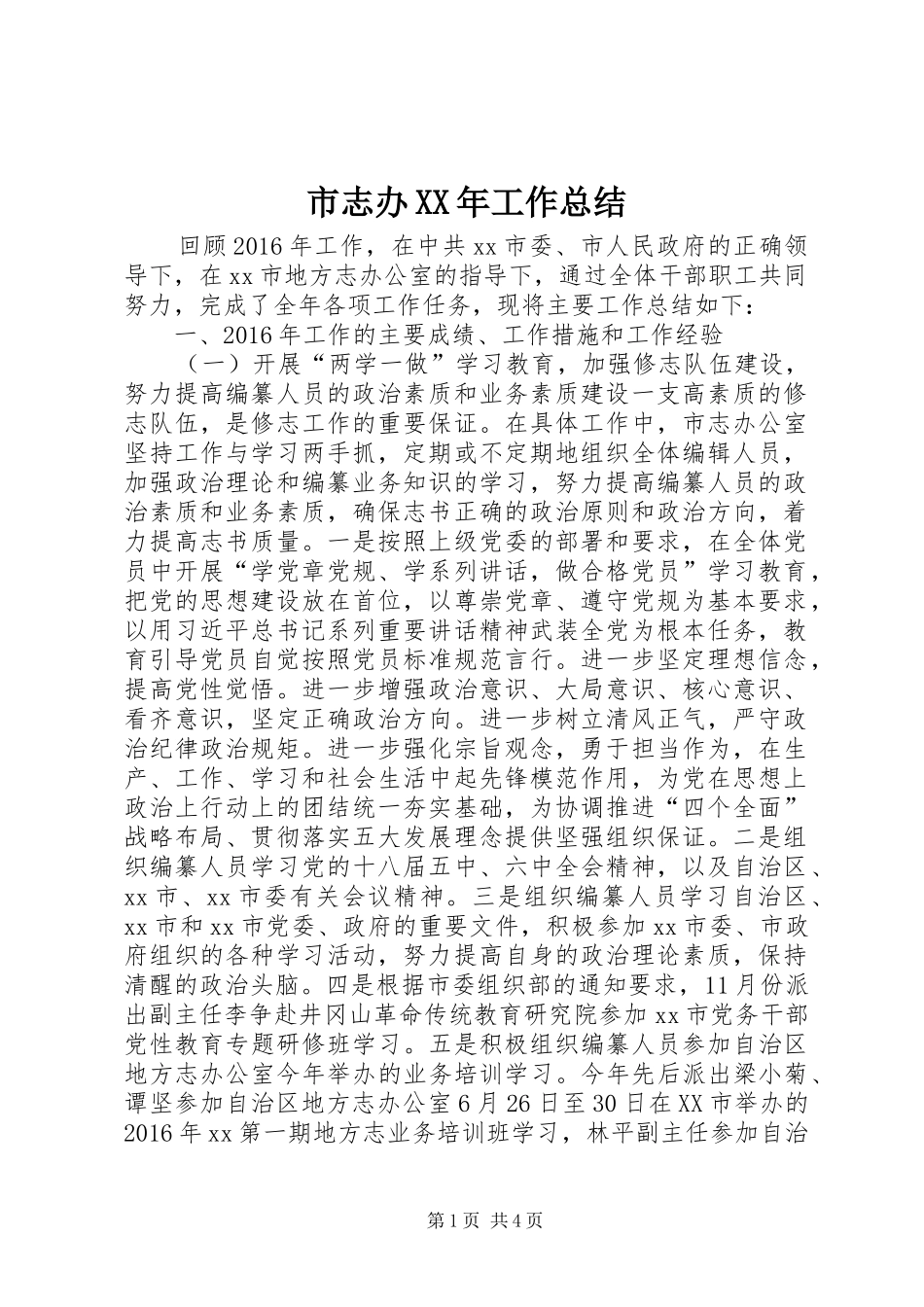 市志办XX年工作总结_第1页
