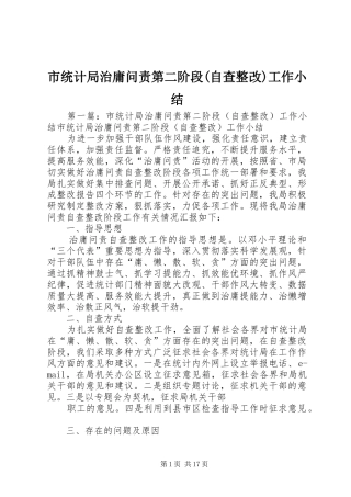 市统计局治庸问责第二阶段(自查整改)工作小结
