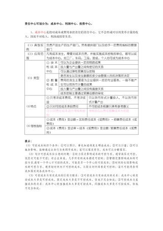 成本中心-利润中心-投资中心
