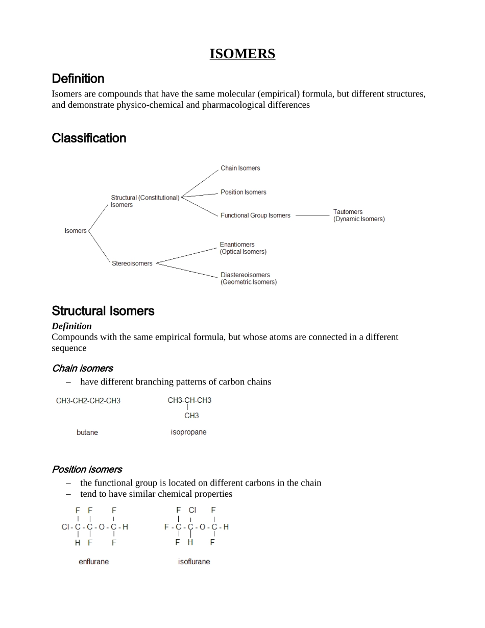 化学原料药开发-异构体的分类 ISOMERS_第1页