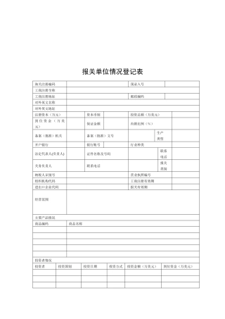 报关单位情况登记表汇编