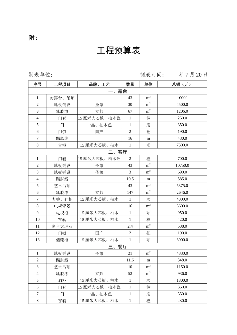 房屋装修合同及预算清单_第3页