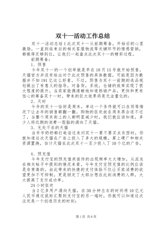 双十一活动工作总结
