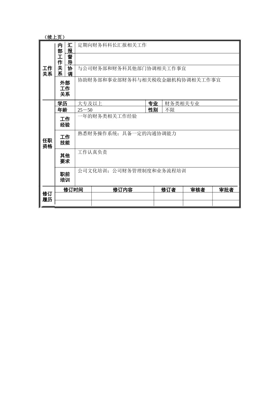 朝阳（顺义）事业部出纳职务说明书_第2页