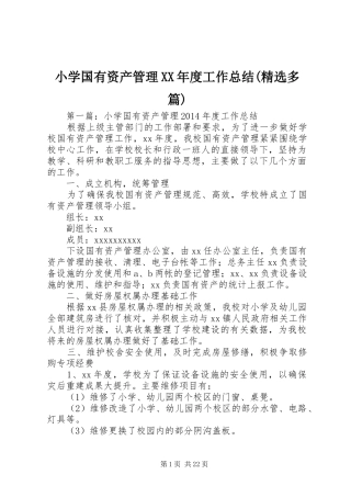 小学国有资产管理XX年度工作总结(精选多篇)