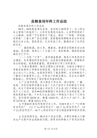 县粮食局年终工作总结