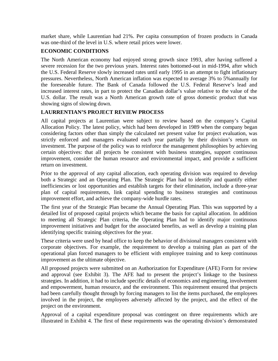 财务管理案例（LAURENTIANBAKERIES）（英文版）_第2页