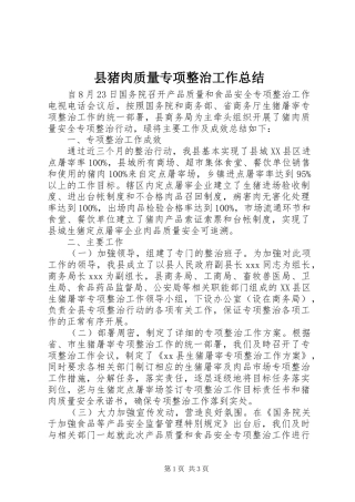 县猪肉质量专项整治工作总结