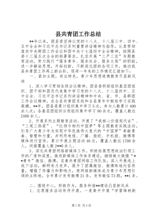 县共青团工作总结