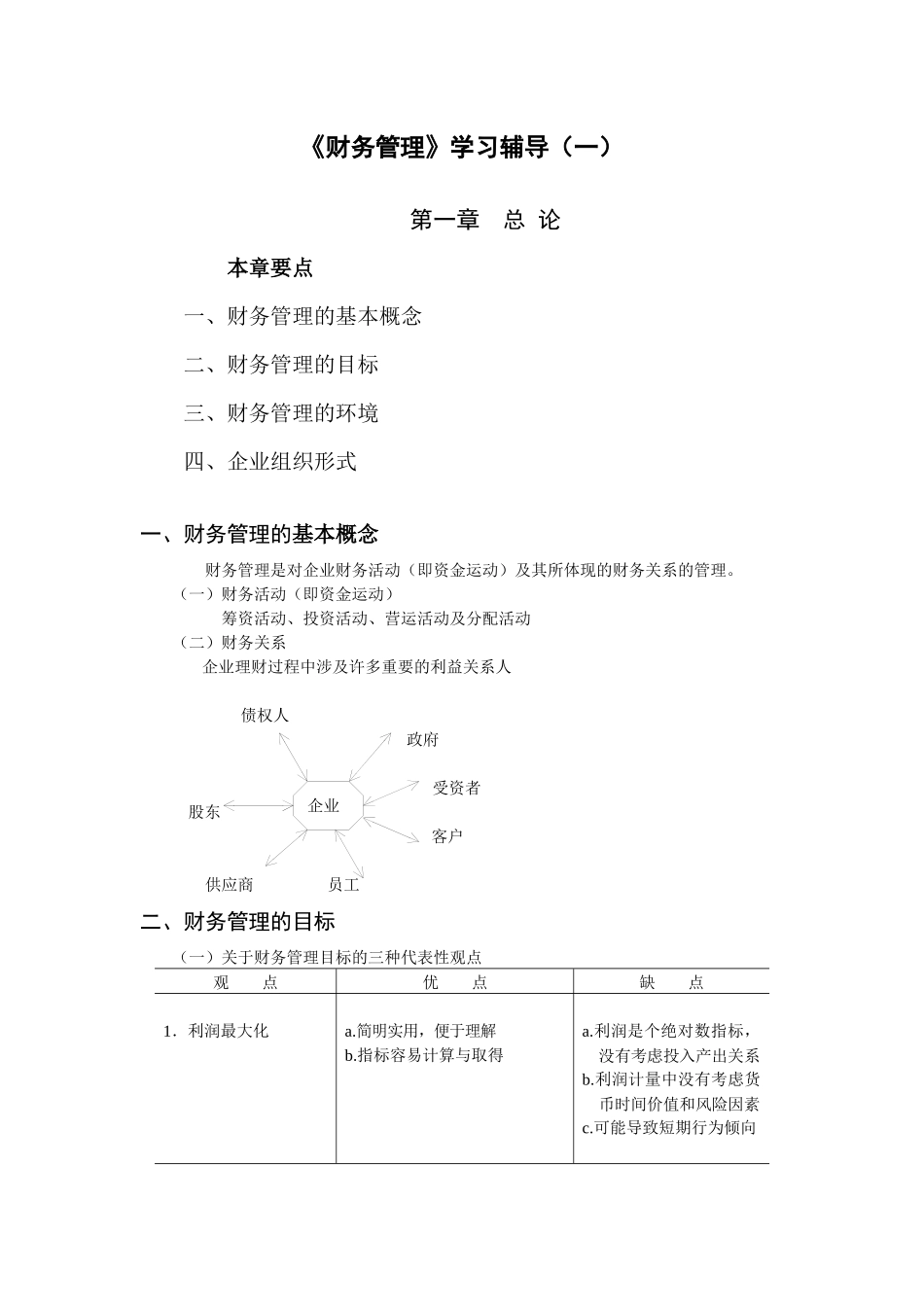 财务管理学习辅导(一)_第1页