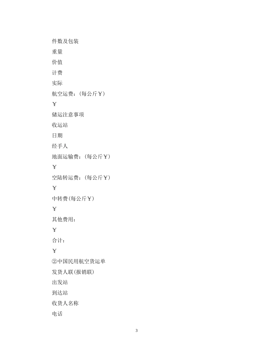经典版航空货物运输合同_第3页