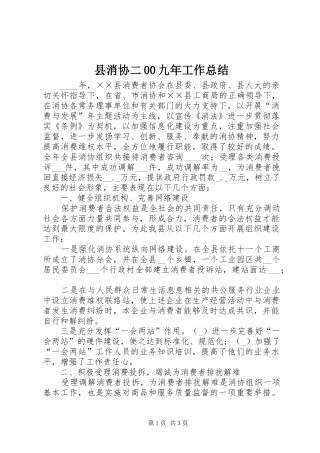 县消协二00九年工作总结