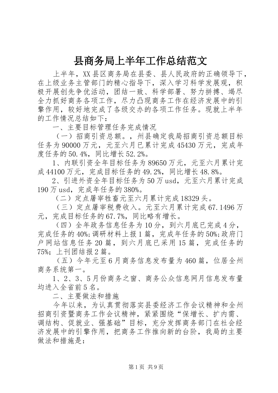 县商务局上半年工作总结范文_第1页