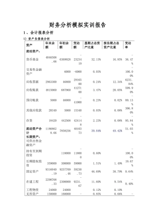 财务分析模拟实训报告
