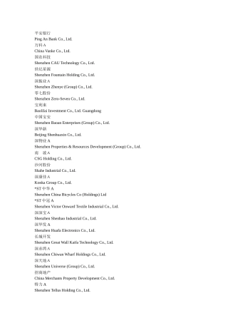 常见上市公司名称-证券名称中英对照表