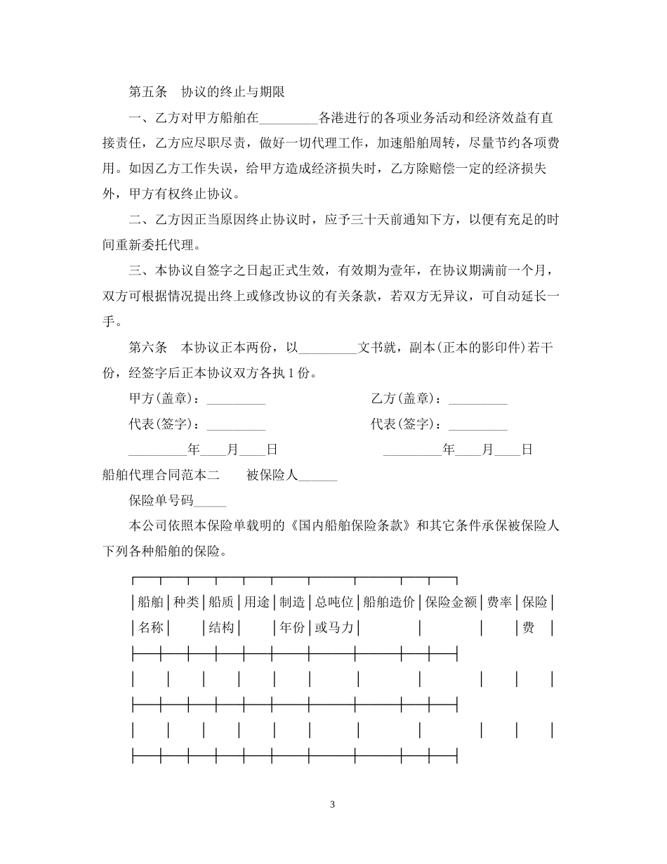 船舶代理合同范本3篇_第3页