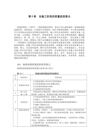 各施工阶段的质量监控要点