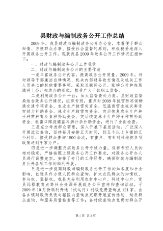 县财政与编制政务公开工作总结