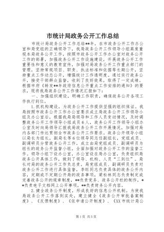 市统计局政务公开工作总结