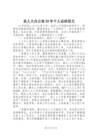县人大办公室XX年个人总结范文