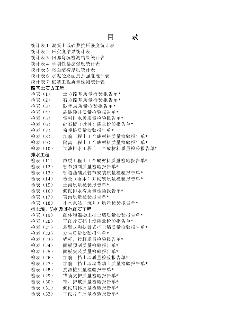 第二册工程质量检验报告单及统计表_第1页