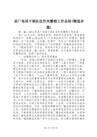 县广电局干部队伍作风整顿工作总结(精选多篇)