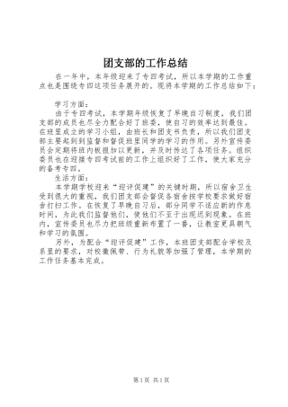 团支部的工作总结