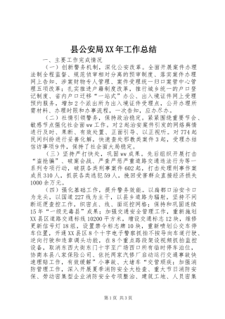 县公安局XX年工作总结
