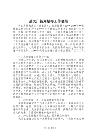 县文广新局禁毒工作总结