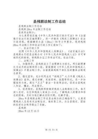 县残联法制工作总结