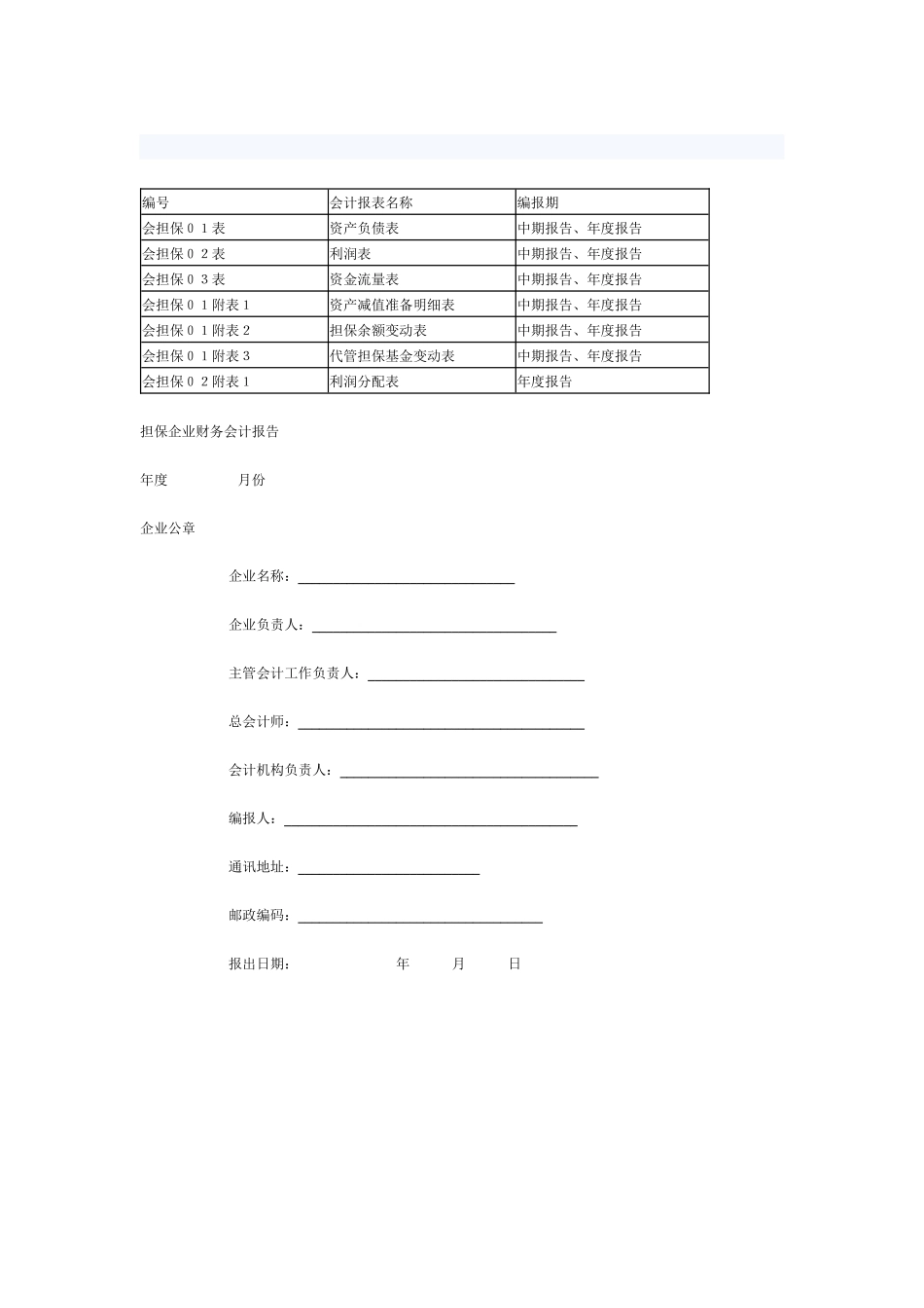 担保企业会计表格 原始_第1页