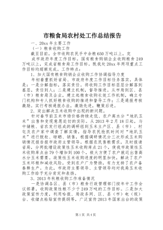 市粮食局农村处工作总结报告