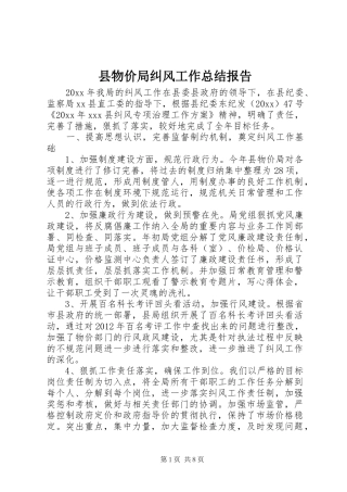 县物价局纠风工作总结报告