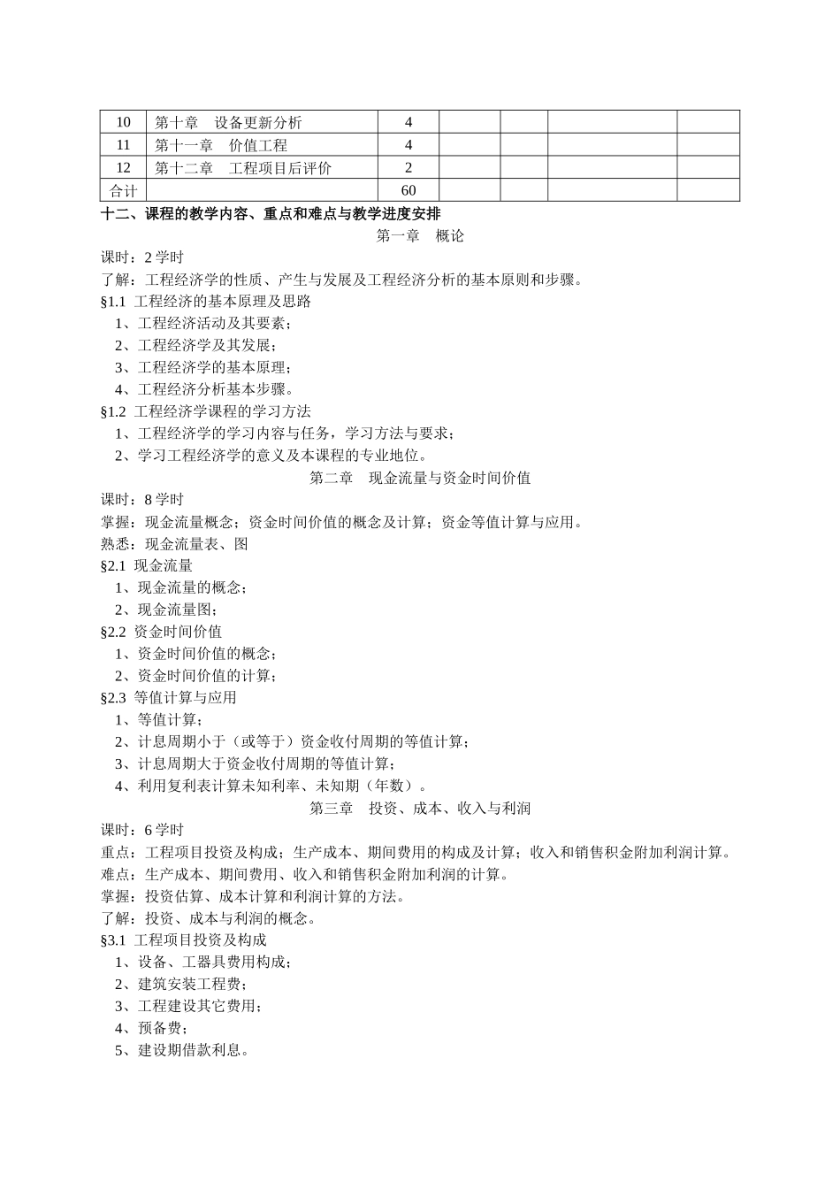《工程经济学》课程教学大纲8-31修_第2页
