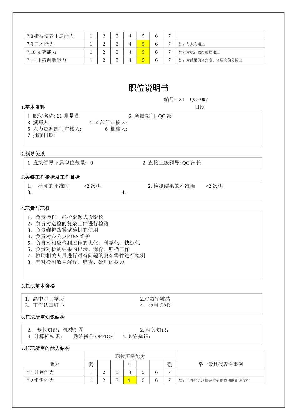 QC统计员职位说明书_第2页
