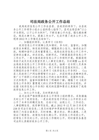 司法局政务公开工作总结
